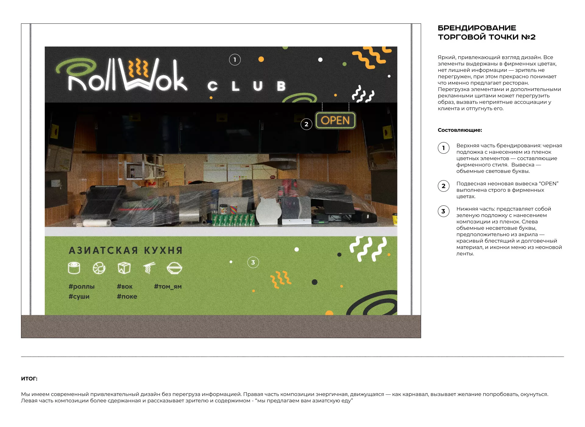 Брендирование торговых точек суши-бара «Roll Wok Club» в Полярных Зорях